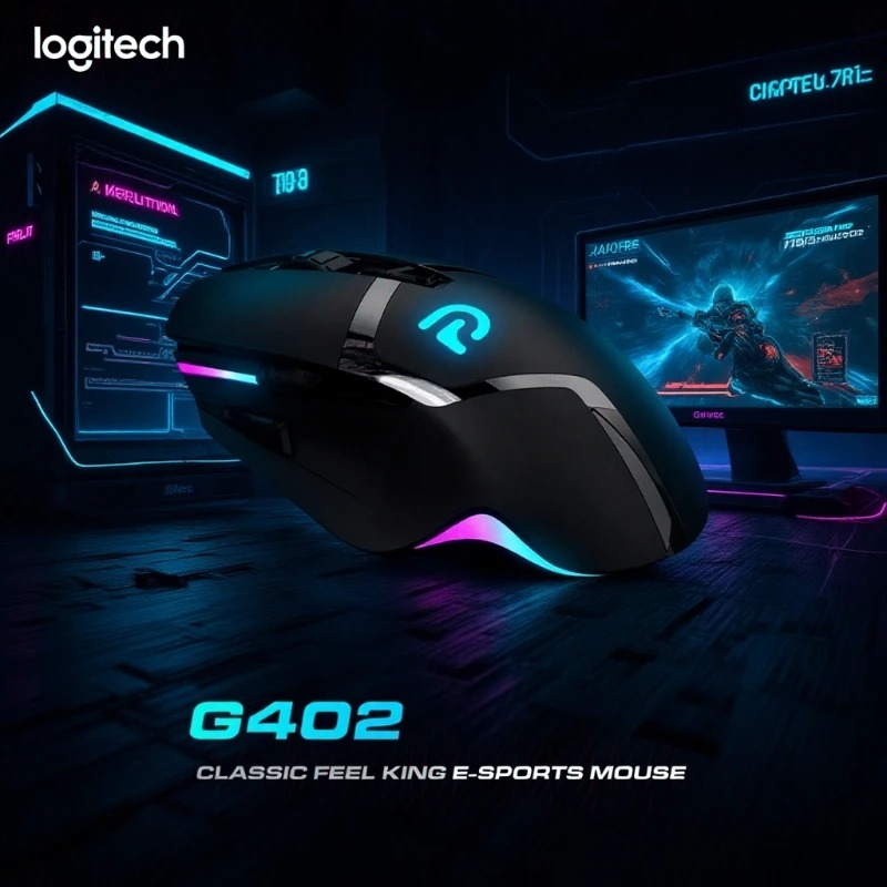 Logitech G402 Wired Gaming Mouse with 8 Programmable Buttons, High-speed Fusion Engine, RGB Lighting, for PC Laptop Gamers